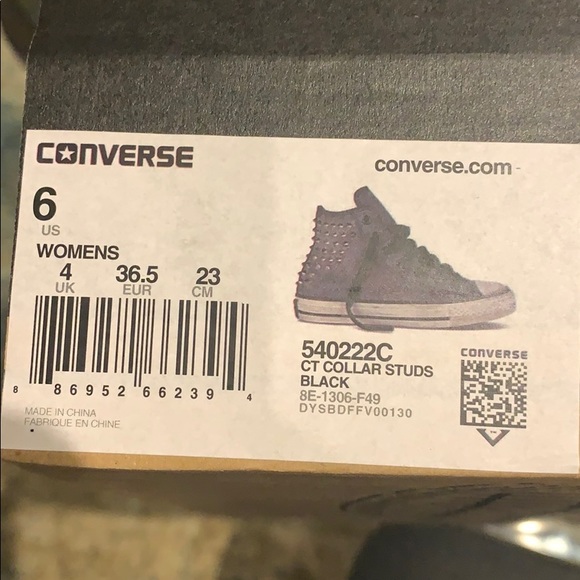Converse hi top leather studded sneakers - sz 6 NEW - Picture 4 of 4
